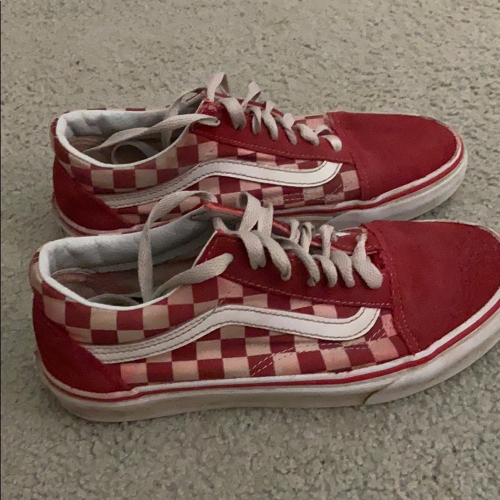 Red and white checkered vans